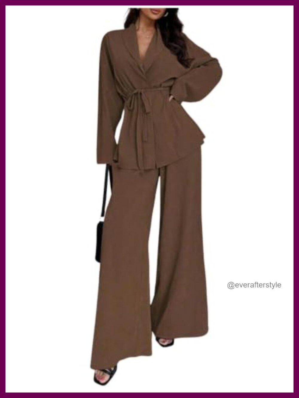 2 Piece Lounge Set Wrap Top & Pants Matching Outfit